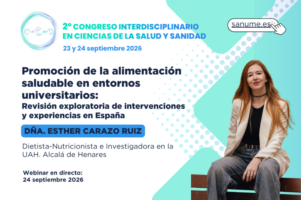 Estudiantes universitarios eligiendo opciones saludables en una cafetería del campus dentro de un programa de promoción de la alimentación saludable.